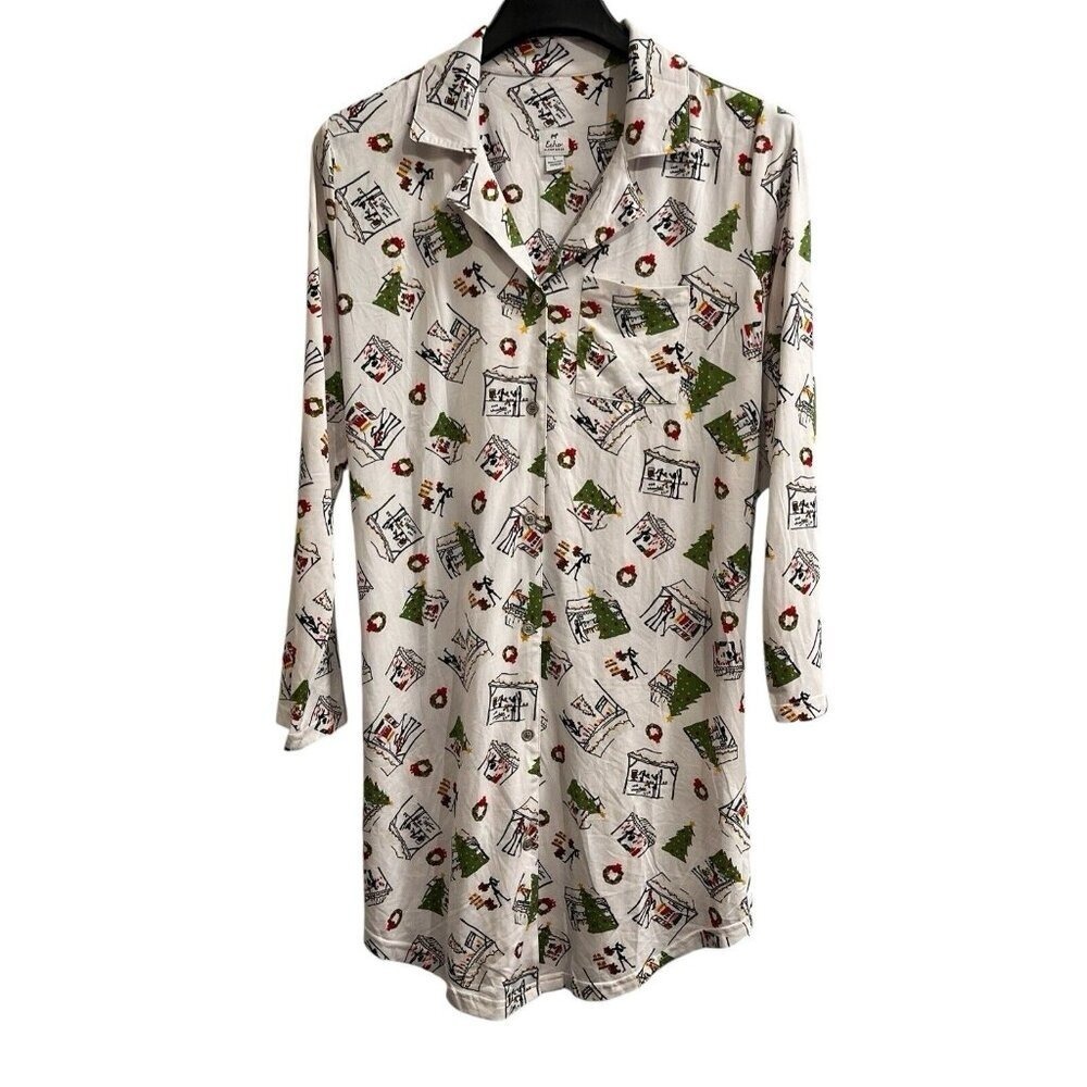Echo Sleepwear Nightgown Womens L Holiday Market Sleep Shirt Christmas Lounge